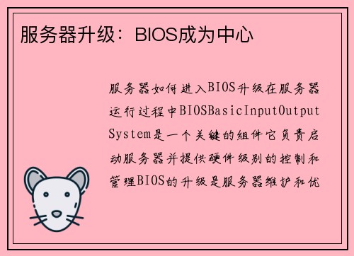 服务器升级：BIOS成为中心